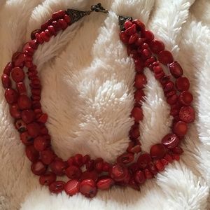 Handmade corral silver clasp necklace